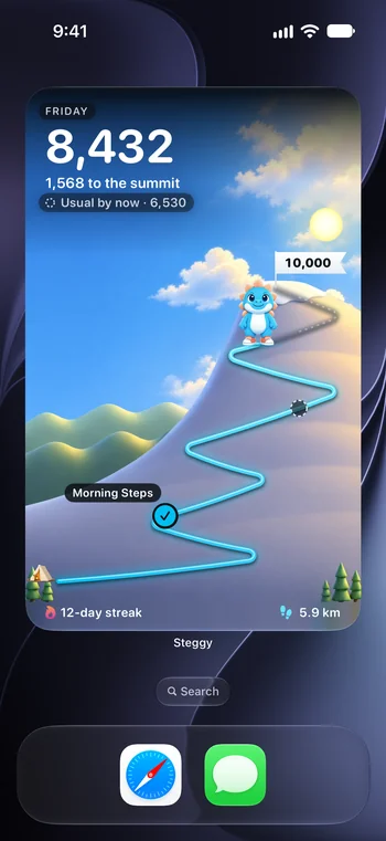 An iPhone Home Screen with Steggy’s Trail in Extra Large size, full color look.